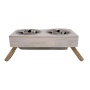 Distressed White - Eco-Friendly Elevated Dog Wood Feeder  - Small