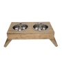 Natural - Eco-Friendly Elevated Dog Wood Feeder  - Small