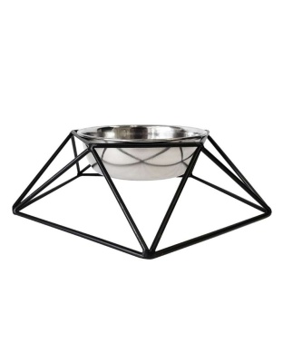 40 oz - Modern Geo Black Elevated Single Dog Feeder