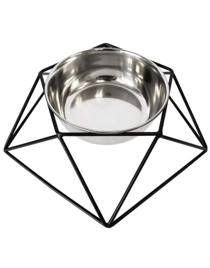 40 oz - Modern Geo Black Elevated Single Dog Feeder