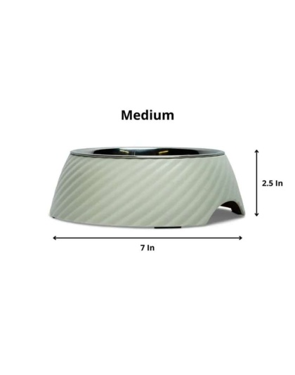 White Swan - Twill Round Melamine Stainless Steel Dog Bowl  - Large (24 oz)