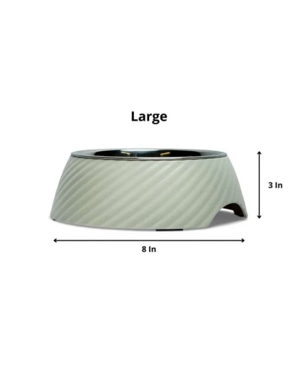 White Swan - Twill Round Melamine Stainless Steel Dog Bowl  - Large (24 oz)