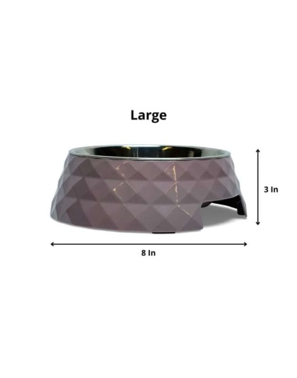 Wood Rose - Diamond Melamine Stainless Steel Dog Bowl  - Large (24 oz)