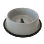 Non Skid Cool Gray Bowl with Teal Dog Design - 8 oz