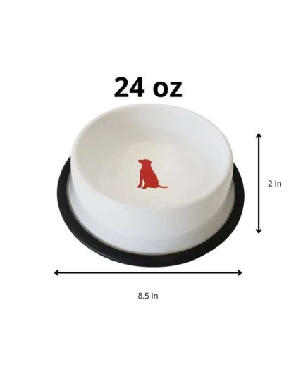 Non Skid White Bowl With Red Dog Design 24 oz