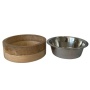 Stainless Steel Dog Bowl with Cylindrical Mango Wood Holder - 2 Quarts