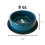 Teal - Nonskid Dog Bowl with Cool Gray Dog Silhouette - 24 oz