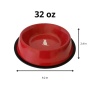 Non Skid Red Bowl With White Dog Design - 32 oz