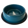 Teal - Nonskid Dog Bowl with Cool Gray Dog Silhouette - 32 oz