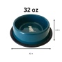 Teal - Nonskid Dog Bowl with Cool Gray Dog Silhouette - 32 oz