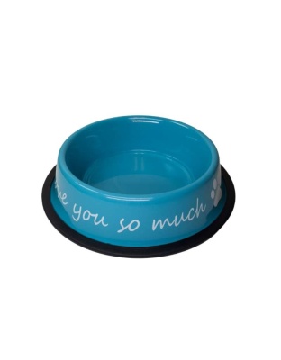 Blue - I LOVE YOU SO MUCH Stainless Steel Dog Bowl  - 24oz