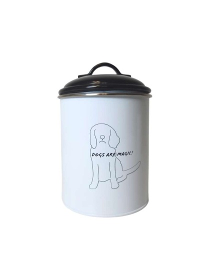 Black & White Pet Food & Treat Storage Canisters