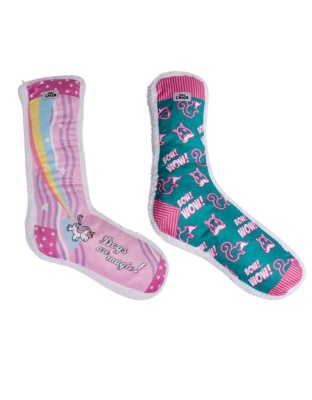 Unicorn and Squirrel - Squeaking Comfort Plush Dog Toy Stocking Style Sock Combo