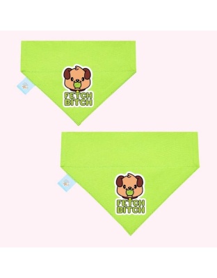 "Fetch Bitch" Lime Green Collar Bandana - Medium