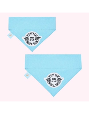 "Pet Me or I'll Bite You" Blue Collar Bandana - Medium