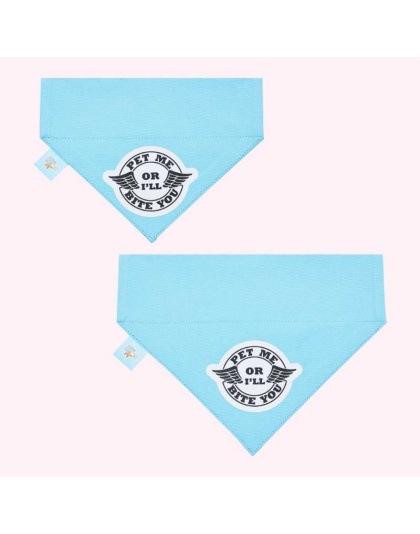 "Pet Me or I'll Bite You" Blue Collar Bandana - Medium