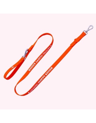 "Warning: Sloppy Kisser" Orange Leash