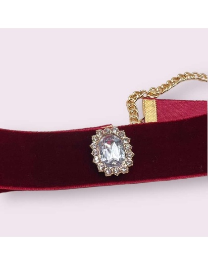 Luxurious Velvet Crystal Dog Collar - 18"