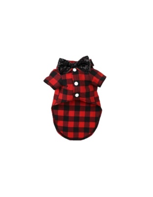 My Fancy Buffalo Plaid Bowtie Dog Shirt - L