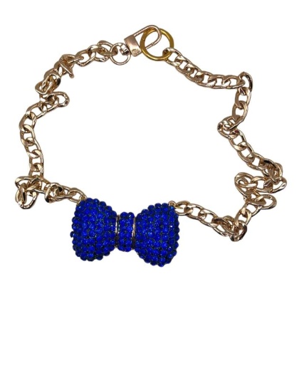 Royal Blue Bow Necklace- Big Dog Necklace - 2XL