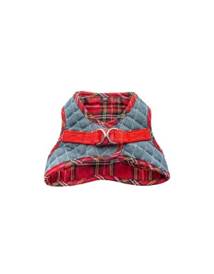 Denim & Red Plaid - Step-In Denim Harness - Large
