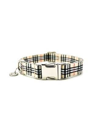 Beige Plaid - Adjustable Collar - Small