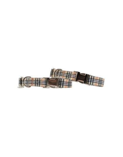 Beige Plaid - Adjustable Collar - Small