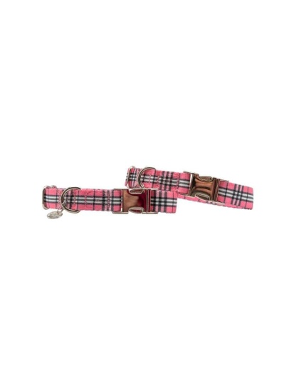 Pink Plaid - Adjustable Collar - Medium