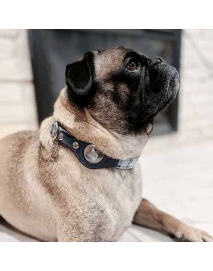 Blue Plaid & Denim - Apple Airtag Collar - Small