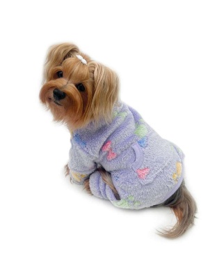 Purple - Ultra Plush Colorful Bones/Paws Turtleneck Pajamas - L