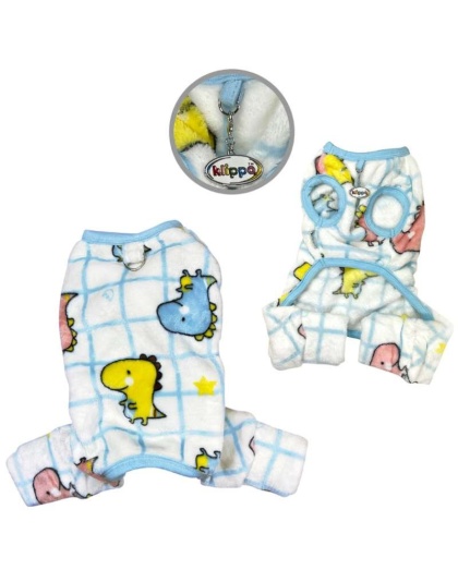 White - Ultra Plush Colorful Dinosaurs Front Sleeveless Pajamas - XS