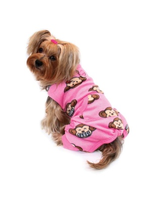 Pink - Silly Monkey Front Sleeveless Fleec Pajamas - M