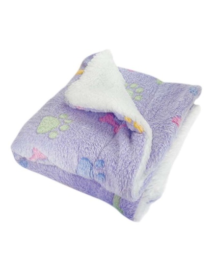Purple - Ultra Plush Colorful Bones/Paws Blanket - 30" x 20"