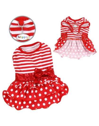 Red/White - Sparkling Bow Ruffle Layered Dress - XS