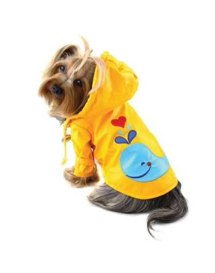 Yellow - Splashing Whale Raincoat with Cotton Lining - L