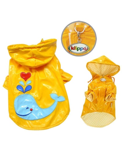 Yellow - Splashing Whale Raincoat with Cotton Lining - M