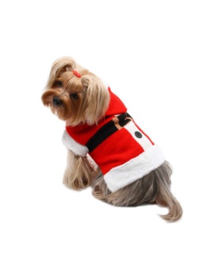 Red - Santa Hooded Sweater with Soft Fur Trims - L