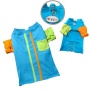 Green/Blue - Knit Cotton Contrast Shirt with Roll-Up Sleeves - XS