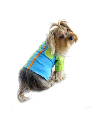 Green/Blue - Knit Cotton Contrast Shirt with Roll-Up Sleeves - XL