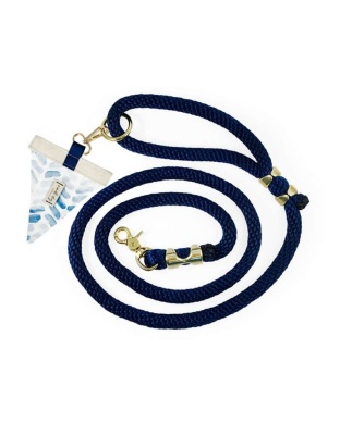 Raindrop Spring Watercolor Blue Herringbone Premium Rope Leash