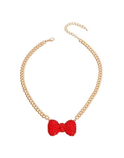 Red Bow Pendant Necklace - Small