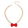 Red Bow Pendant Necklace - Small