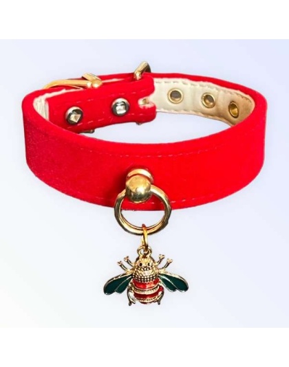 Red Velvet Bee Collar - 10"