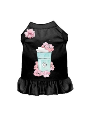 BLACK - Sniffany and Coffee Dog Dress - X Small