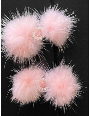 Baby Pink - Snowflake Pom Pom Hair Barrettes