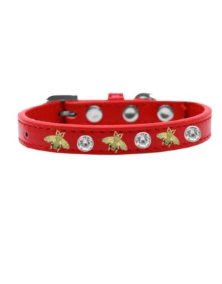 red - Studded Bee Collar - 12"