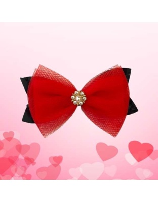 Tulle Pearl and Rhinestone Dog Hair Barrette