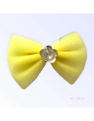 YELLOW - Tulle & Crystal Flower Barette