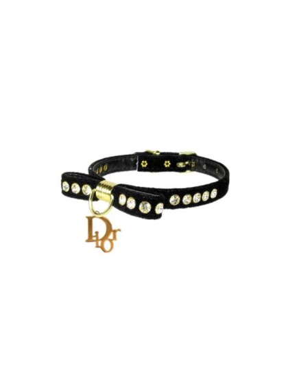 BLACK - Velvet Dior Charm Collar - 12"