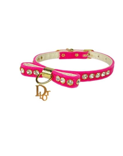 PINK - Velvet Dior Charm Collar - 10"